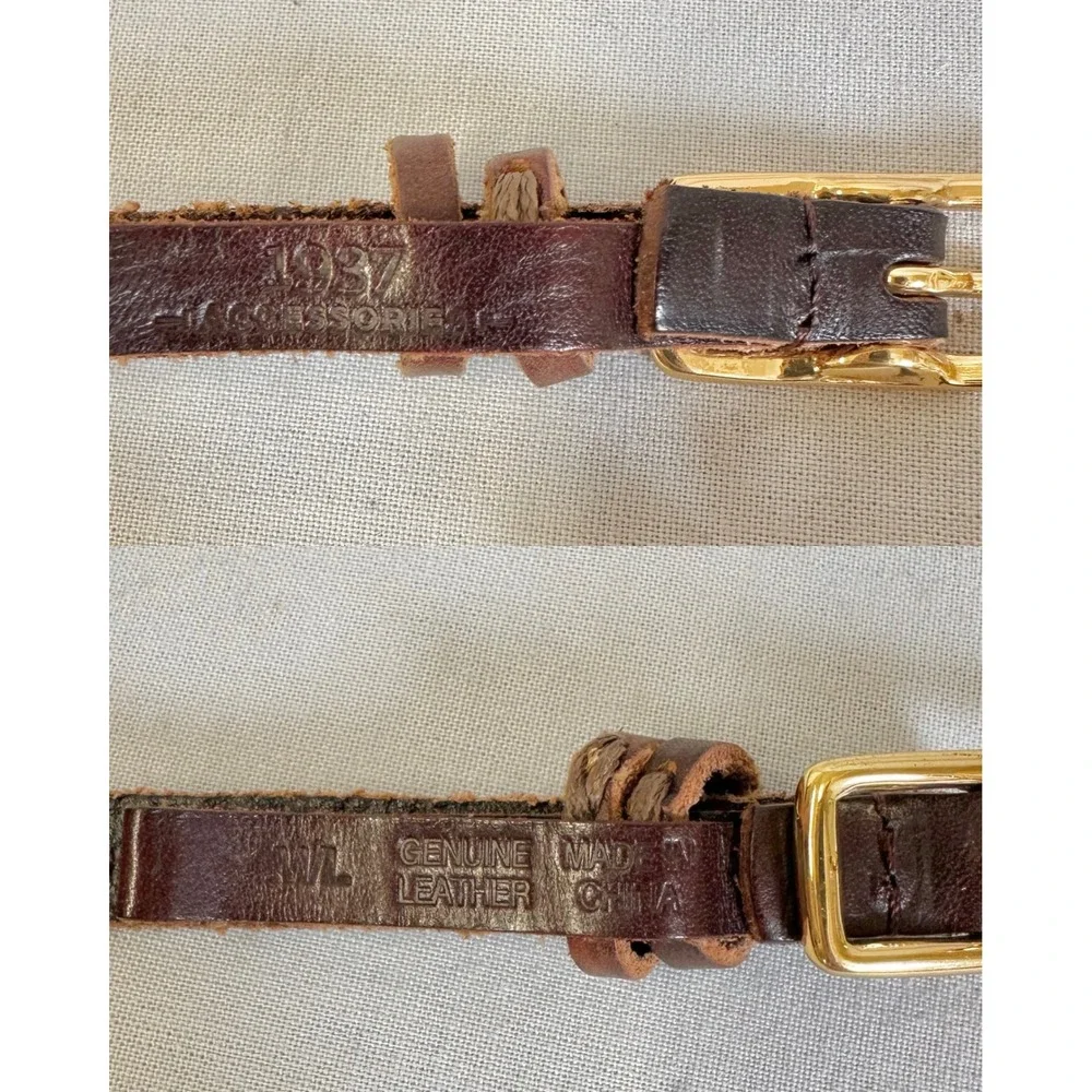 1937 Accessories Genuine Leather Studded Brown Double Wrap Belt Womens ML Boho